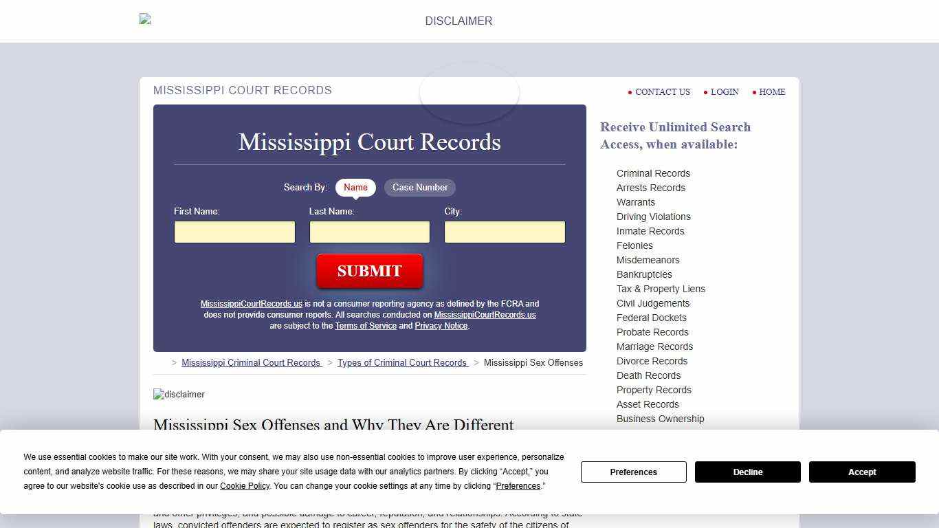 Mississippi Sex Offenses and Why they are Different | MississippiCourtRecords.us